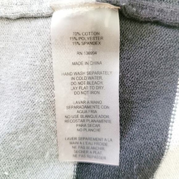 Women's Striped Long Open Cardigan - Black White Gray Size Small Sweater - Picture 9 of 11